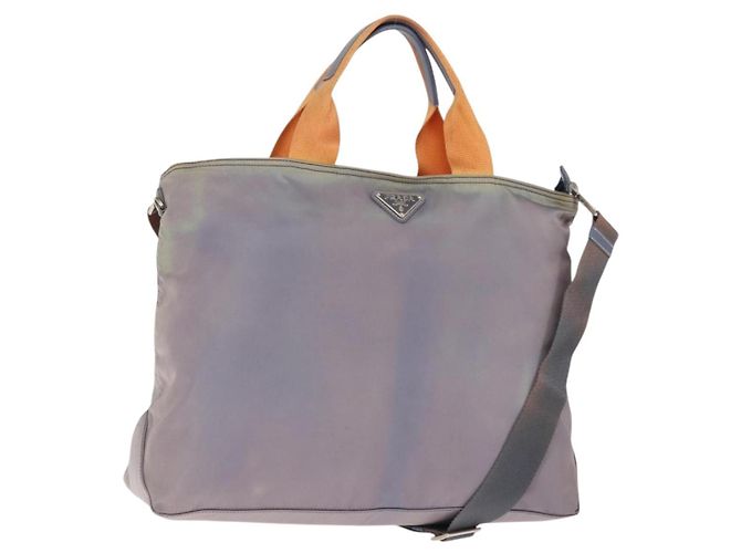 Bolsa Tote PRADA Nylon 2way Roxo Laranja Auth ki5999