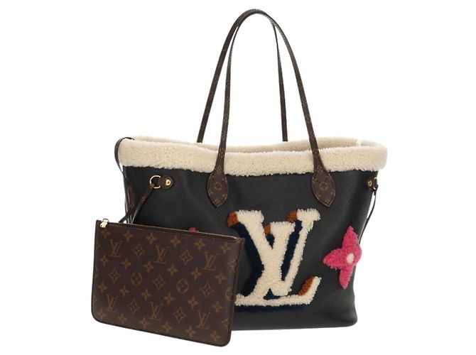 LOUIS VUITTON Borsa Tote Neverfull MM Monogram Teddy Nera M56960 LV Auth fm4970SM Nero Monogramma