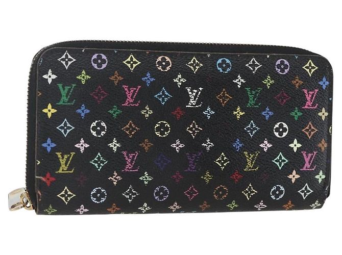 LOUIS VUITTON Monogram Multicolor Zippy Wallet Wallet Black M60243 Auth 157617