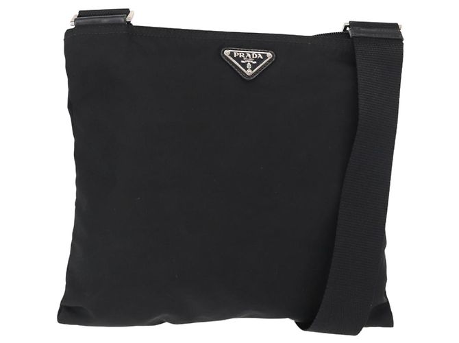 Borsa a Spalla PRADA Nylon Nero Argento Autentica 153649