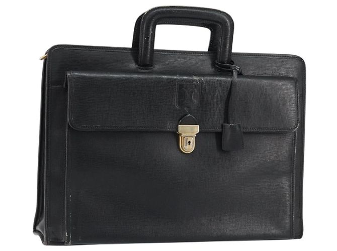 Céline Sac à main CELINE en cuir noir et or Auth 154528 Doré