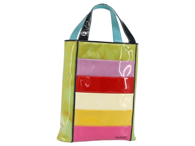 CHANEL Tote Bag Enamel Multicolor Gold CC Auth BA8262 Multiple colors Golden