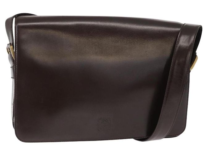 LOEWE Borsa a Spalla Anagram Pelle Marrone Oro Auth 155627 D'oro
