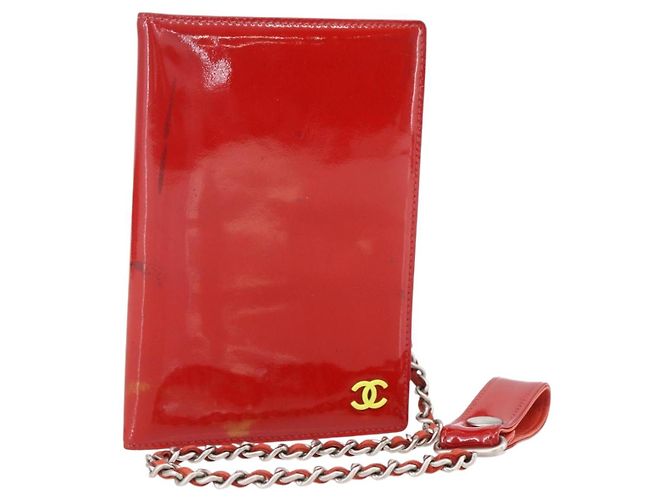 CHANEL Kartenetui Emaille Rot CC Auth bs31726