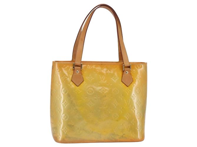 LOUIS VUITTON Sac à main Monogram Vernis Houston Gris M91053 LV Auth BA6519