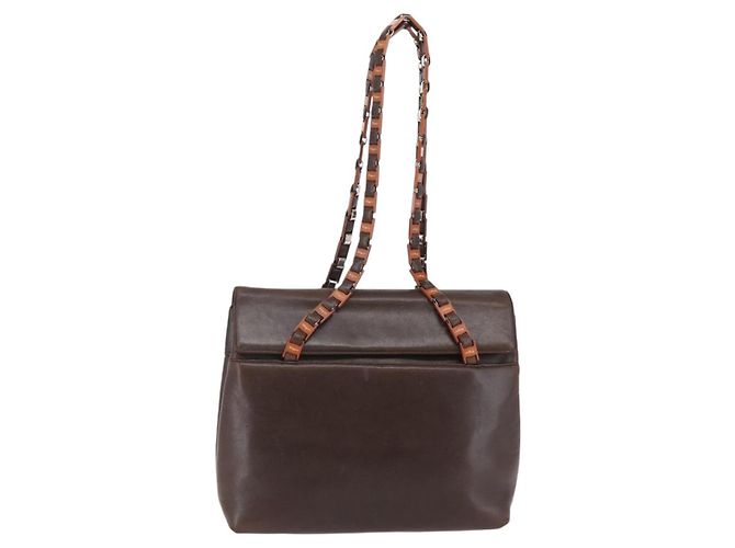 Borsa a Spalla in Pelle Marrone Salvatore Ferragamo Auth BA6796