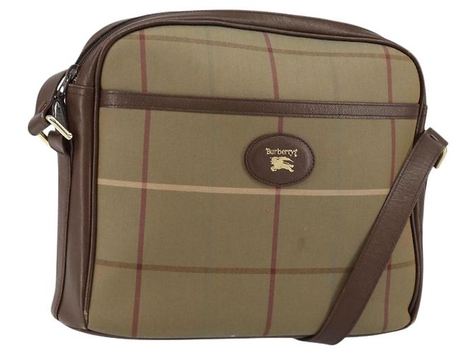 Autre Marque Borsa a Spalla Nova Check in Tela Beige Oro Auth ep11351 D'oro