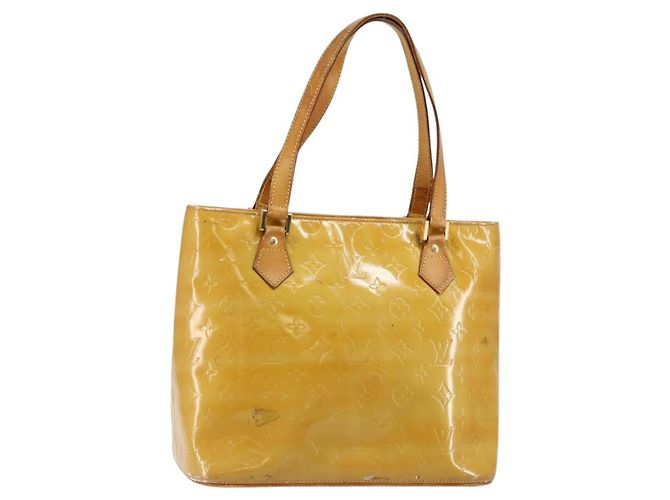 LOUIS VUITTON Sac à main Monogram Vernis Houston Beige M91004 LV Auth BA6986