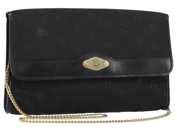 Borsa a spalla con catena Christian Dior in nylon nero e oro Auth yk19698 D'oro