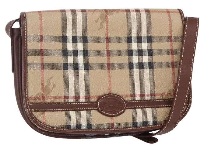 Autre Marque Borsa a Spalla Burberrys Nova Check PVC Beige Oro Auth 147010 D'oro