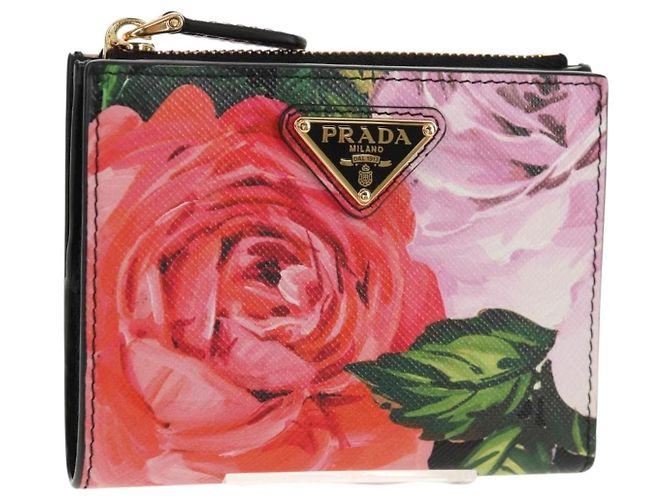 PRADA Bifold Wallet Leather Pink Auth 136570V