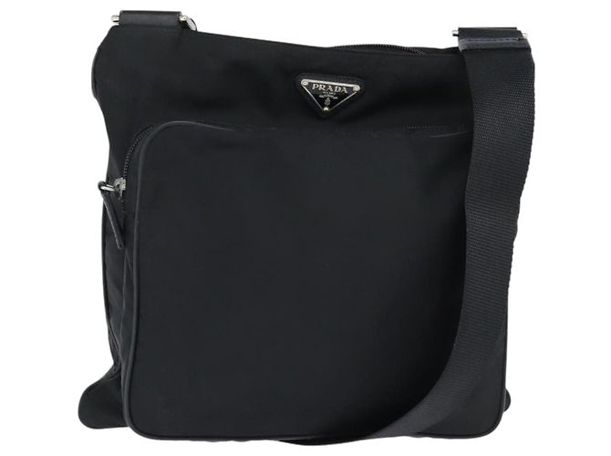 Borsa a Spalla PRADA Nylon Nero Argento Autentica am9553