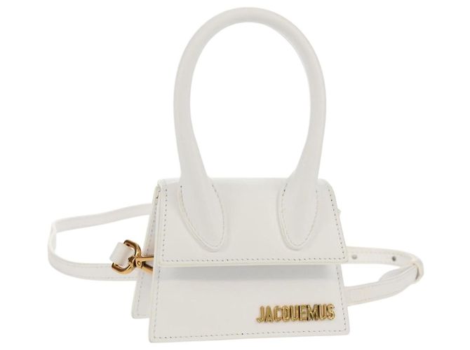 Sac à main mini JACQUEMUS en cuir 2 en 1 blanc or Auth 128500M Doré