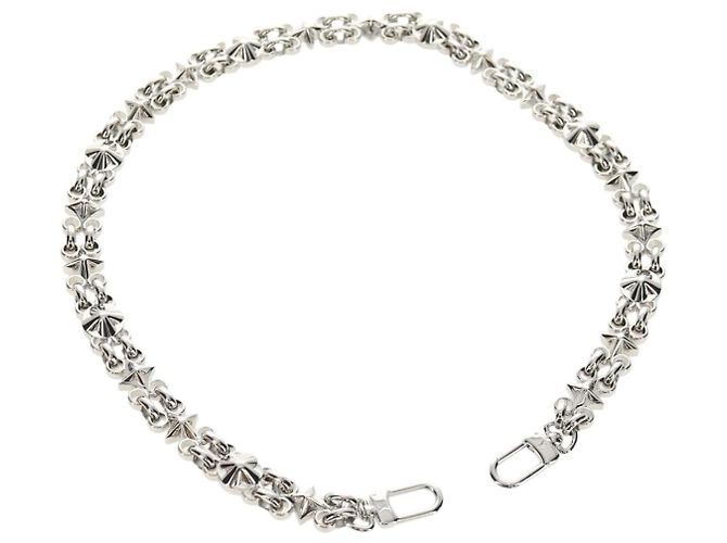 LOUIS VUITTON Correa de Hombro de Cadena de Metal 25,6"" Plata LV Auth 150633M