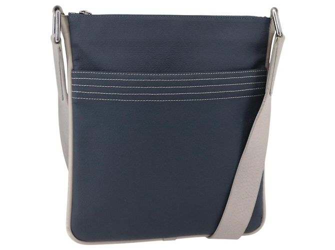 LOEWE Borsa a Spalla Anagramma PVC Blu Navy Argento Auth ep11921