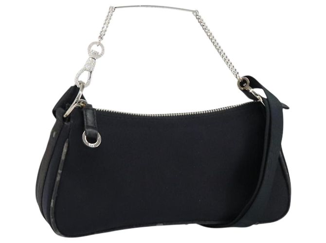 Borsa a Spalla Hardcore Christian Dior in Nylon Argento Nero Auth ep11778