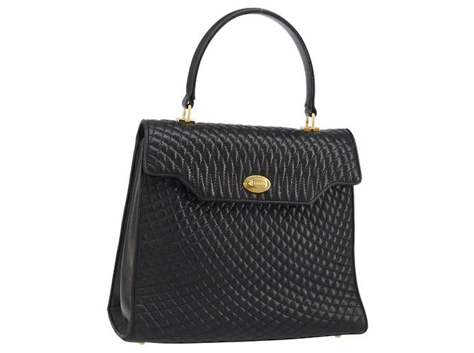 BALLY Sac à main en cuir noir et or Auth 154724 Doré