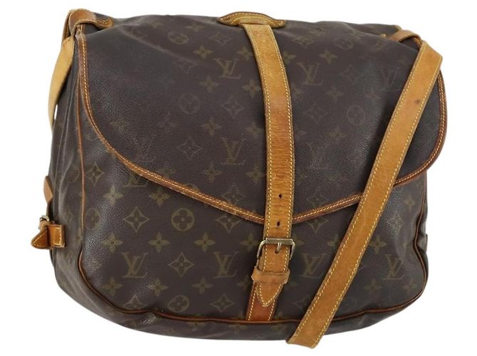 LOUIS VUITTON Bolsa de Ombro Monogram Saumur 35 M42254 LV Auth ka435