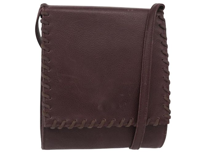 Saint Laurent Bolsa de Ombro de Couro Roxa Dourada Auth ka546 Dourado Roxo