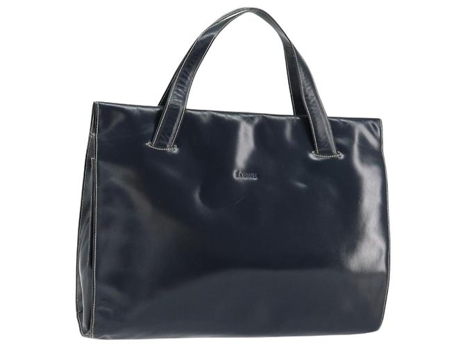 Borsa a mano LOEWE in pelle blu navy e oro Auth bs31051 D'oro