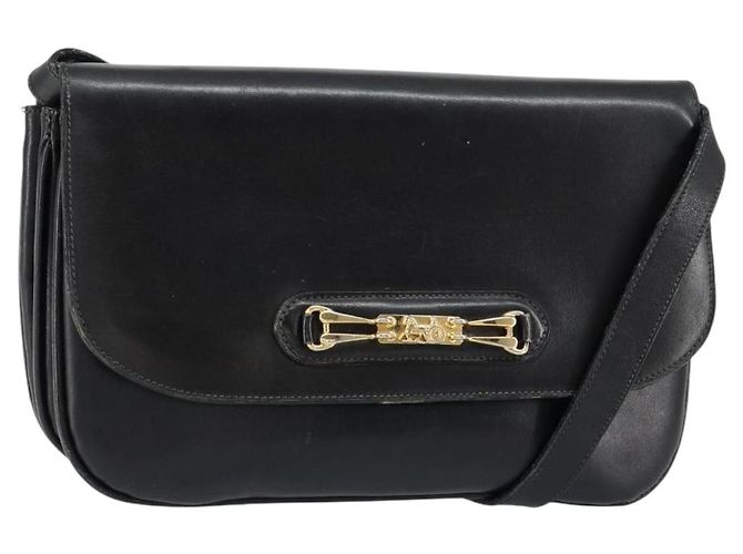 Borsa a spalla CÉLINE Carrozza in pelle nera e oro Auth ar13797 Nero D'oro