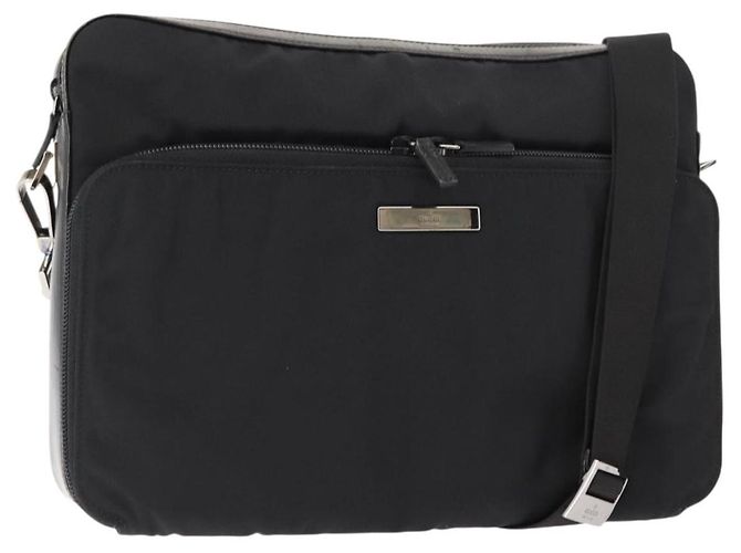 Borsa a Spalla GUCCI in Nylon e Pelle Nera Auth ep11070 Nero