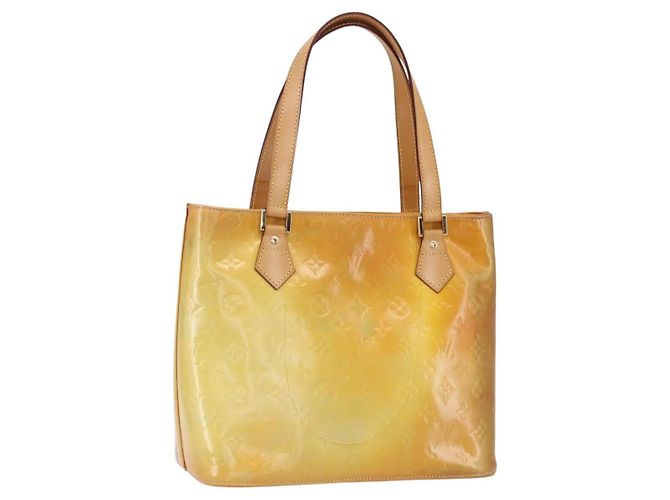 LOUIS VUITTON Monogram Vernis Houston Handtasche Grau M91053 LV Auth BA8340