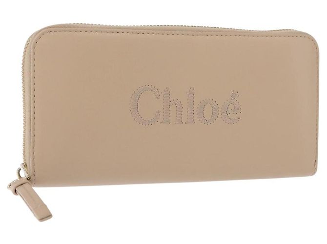 Chloé Chloe Sense Long Wallet Leather Beige Auth 148479