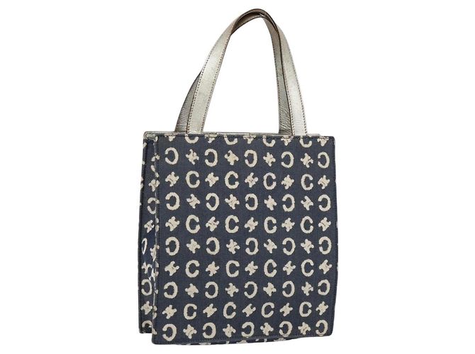 Céline CELINE C Macadam Canvas Handtasche in Denim Blau Silber Authentisch ep11519