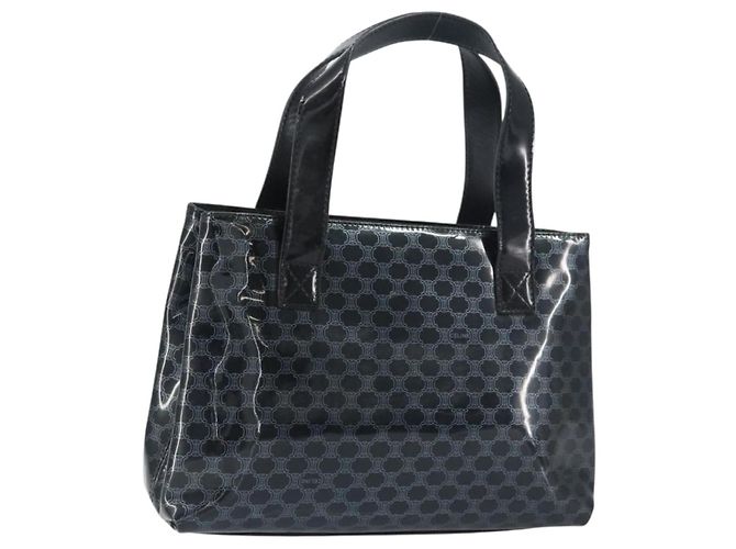 Céline Bolso de mano de lona Macadam CELINE en vinilo negro Auth ti3537