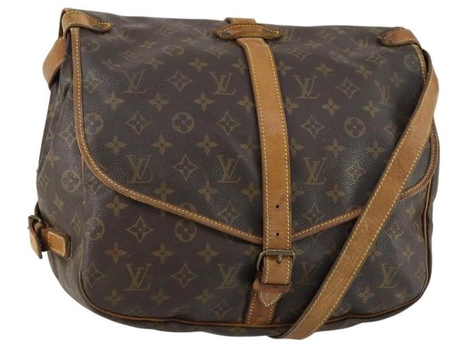 LOUIS VUITTON Bolsa de Ombro Monogram Saumur 35 M42254 LV Auth bs31304
