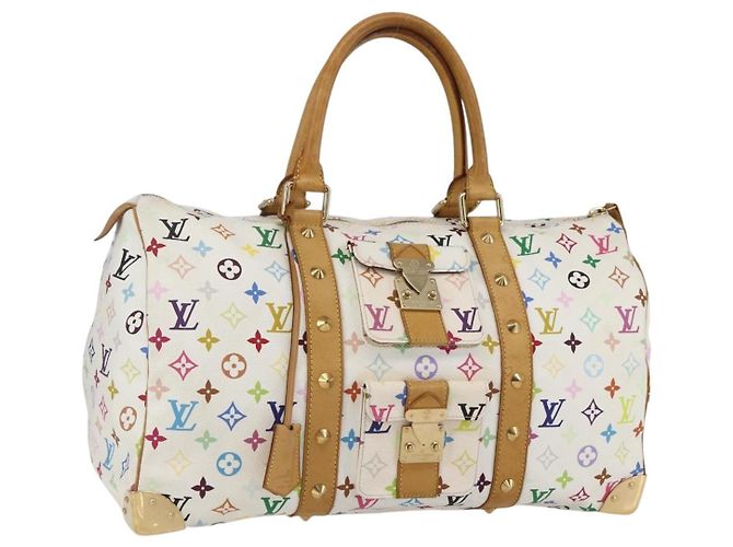 LOUIS VUITTON Monogram Multicolor Keepall 45 Bag White M92641 LV Auth BA8992SAV