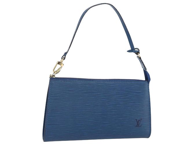 LOUIS VUITTON Epi Pochette Accessoires Pouch Blue M52985 LV Auth BA8155