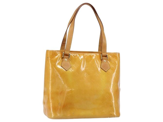 LOUIS VUITTON Monogram Vernis Houston Handtasche Beige M91004 LV Auth 149638
