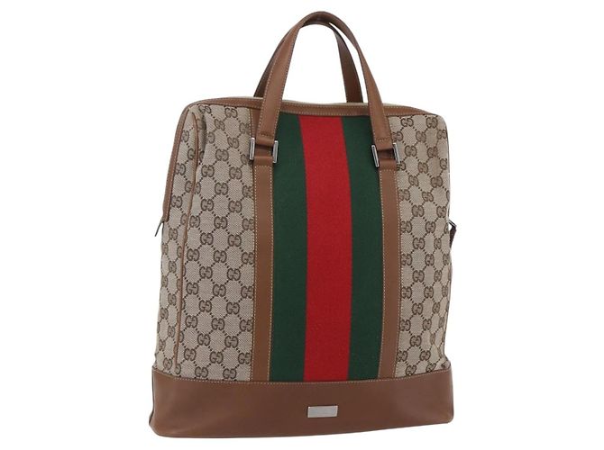 Gucci GG Canvas Web Sherry Line Handtasche Sonderedition Beige Gold Auth mr1598 Golden