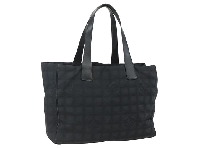 CHANEL Nuova Borsa Tote da Viaggio Nylon Nero oro CC Auth ka411 D'oro