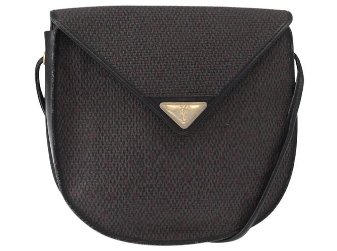 Saint Laurent Borsa a spalla in tela nera e oro Auth 151616 Nero D'oro