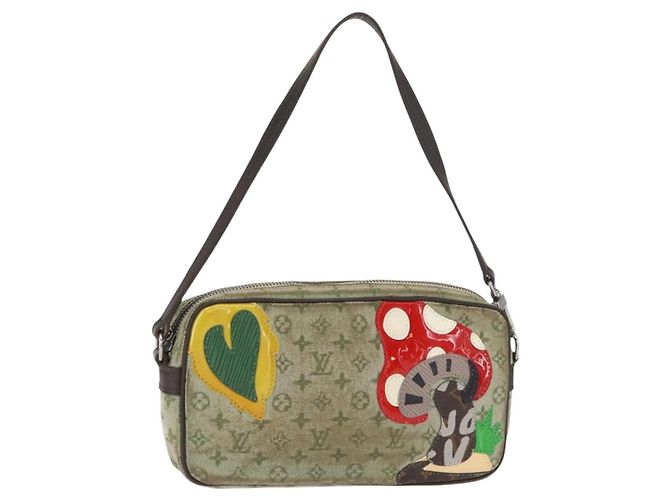 LOUIS VUITTON Mini Tale de Fe Pochette Accessory Pouch Khaki M92274 Auth bs32023