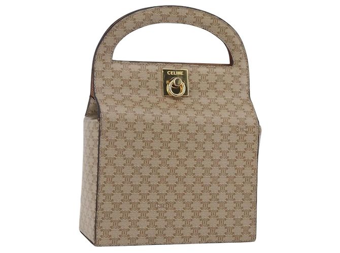 Céline CELINE Macadam Canvas Handtasche PVC Beige Gold Auth mr1651 Golden