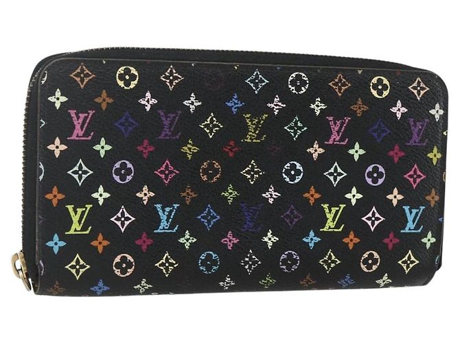 LOUIS VUITTON Monogram Multicolor Zippy Wallet Wallet Black M60243 Auth bs31331