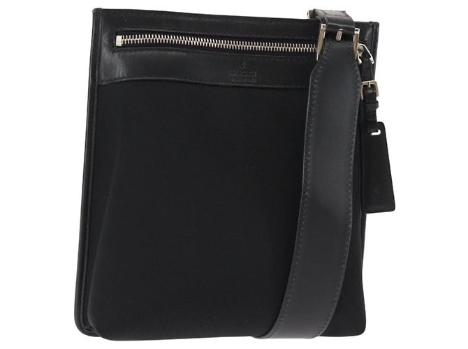 Borsa a Spalla GUCCI in Tela e Pelle Nera Auth ep11047 Nero