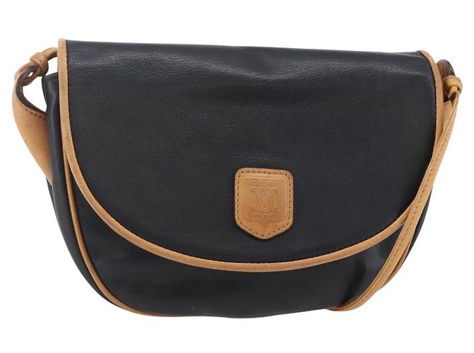 Céline Borsa a Spalla CELINE in Pelle Nera e Oro Auth ep10956 Nero D'oro