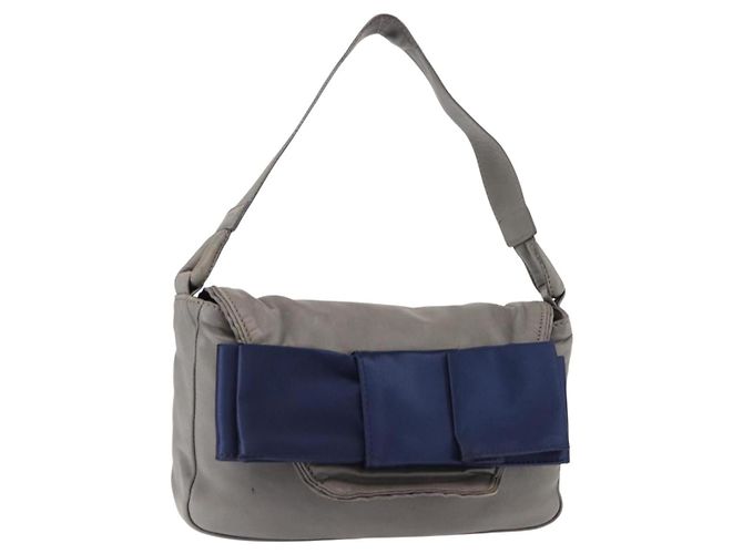 Chloé Bolsa de Ombro de Couro Cinza Auth BA6834 Marrom