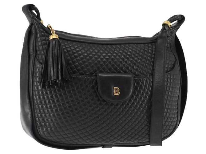 BALLY Borsa a Spalla in Pelle Nera e Oro Auth BA6625 Nero D'oro
