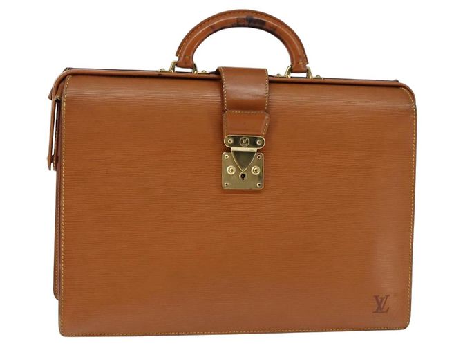 LOUIS VUITTON Bolsa Serviette Fermoir Epi Zipangu Oro M54358 LV Auth ep11319