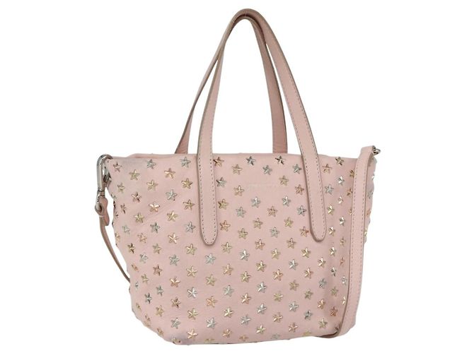 Jimmy Choo Studs Handtasche Leder 2-Wege Rosa Auth BA8217 Pink