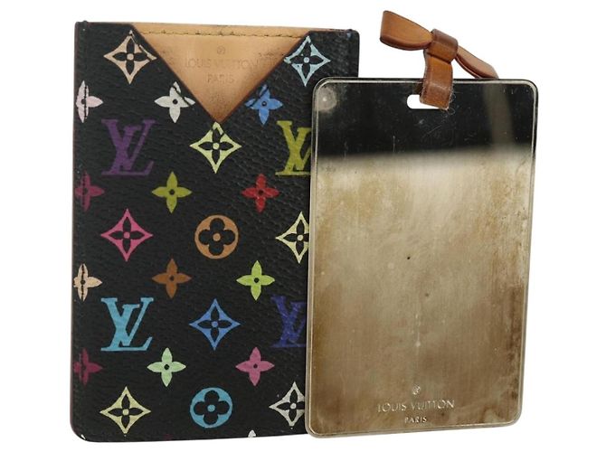 LOUIS VUITTON Monogram Multicolor Etui Hand Mirror Black M92650 LV Auth BA8161