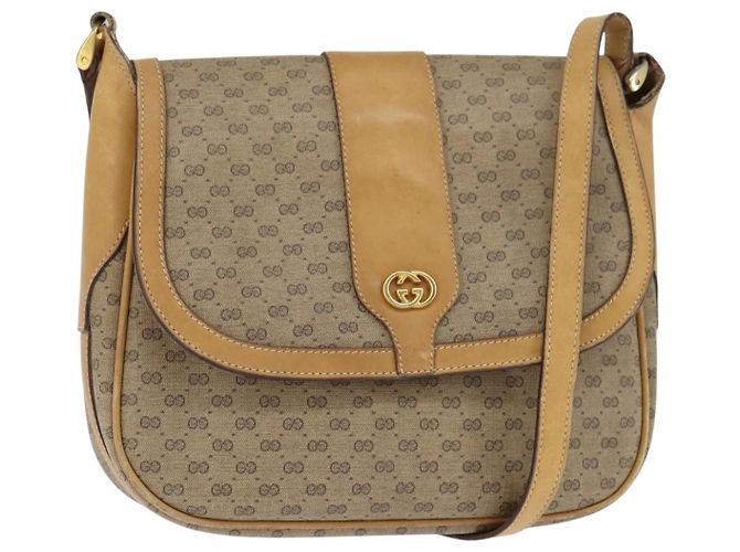 Gucci Borsa a Spalla Micro GG Supreme PVC Beige Oro Auth 150726 D'oro