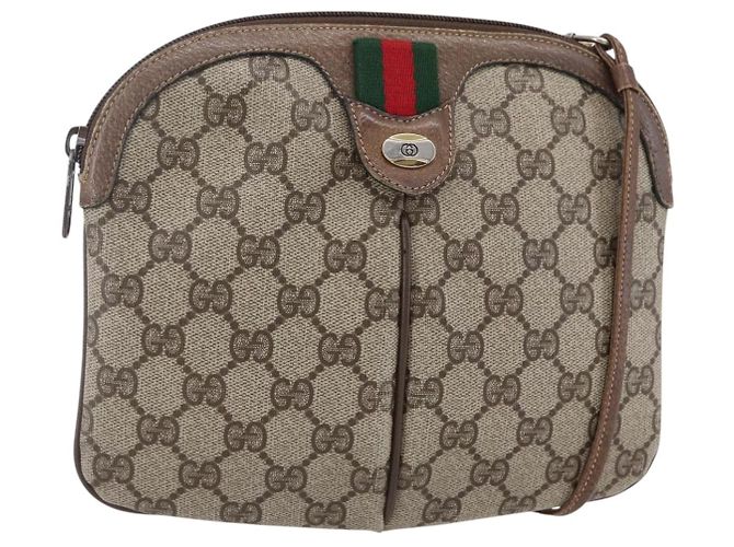 Bolso Sherry Line GG Supreme Web de GUCCI en PVC beige y dorado 904 02 047 Auth BA7462
