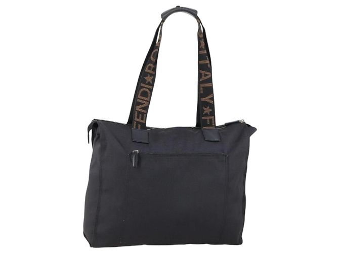 FENDI Tote Bag aus schwarzem Nylon mit Silber authentisch ep11611